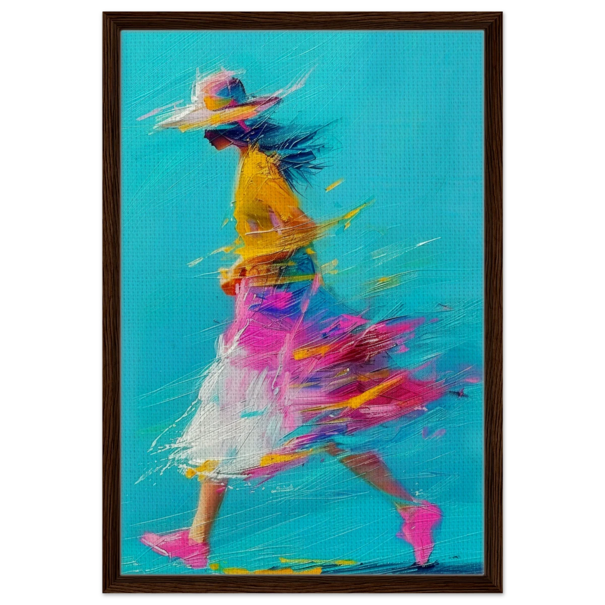 The Flow of Freedom | Abstract Expressionism & Modern Impressionism - 50x75 cm / 20x30″ - Framed Canvas - Dark wood frame
