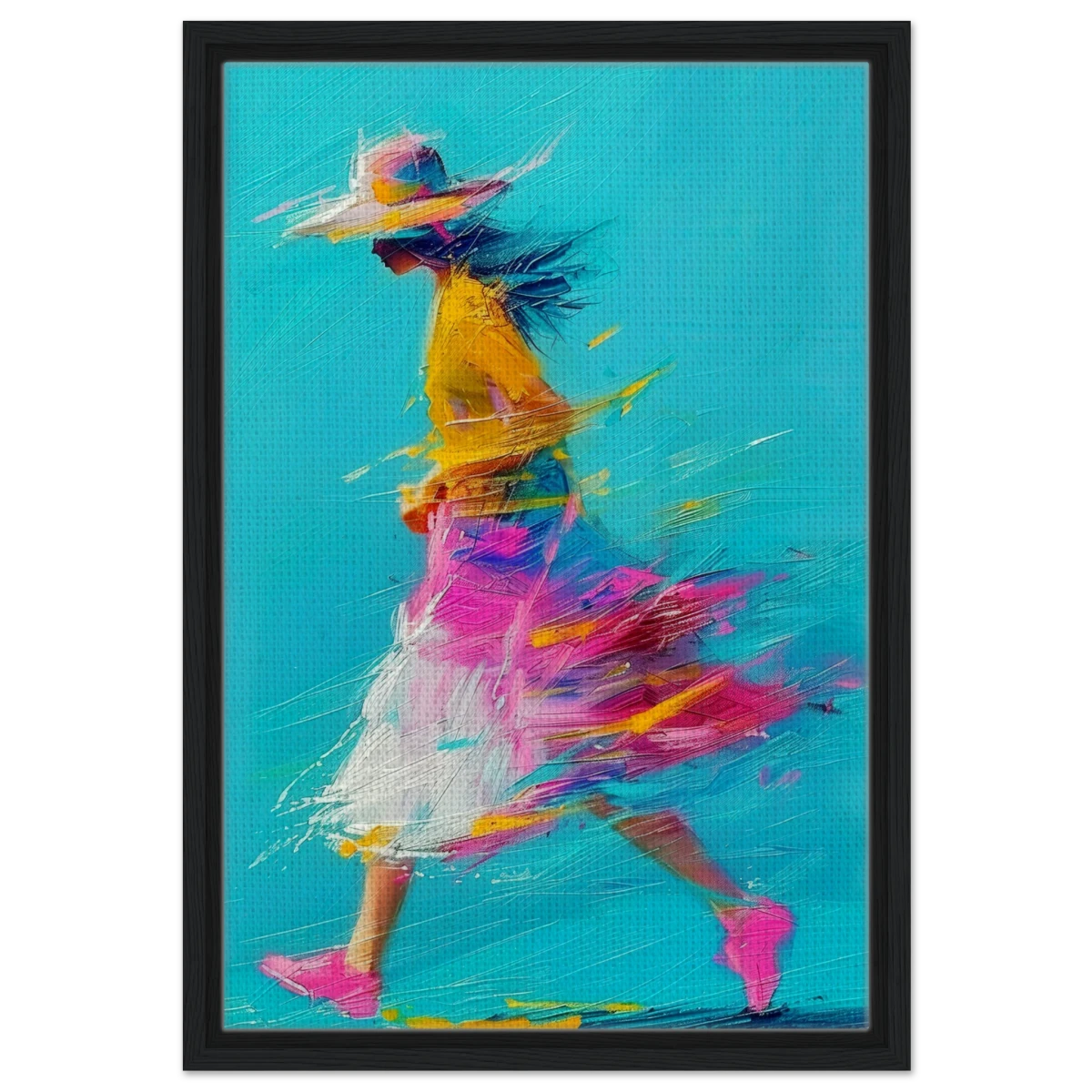 The Flow of Freedom | Abstract Expressionism & Modern Impressionism - 40x60 cm / 16x24″ - Framed Canvas - Black frame