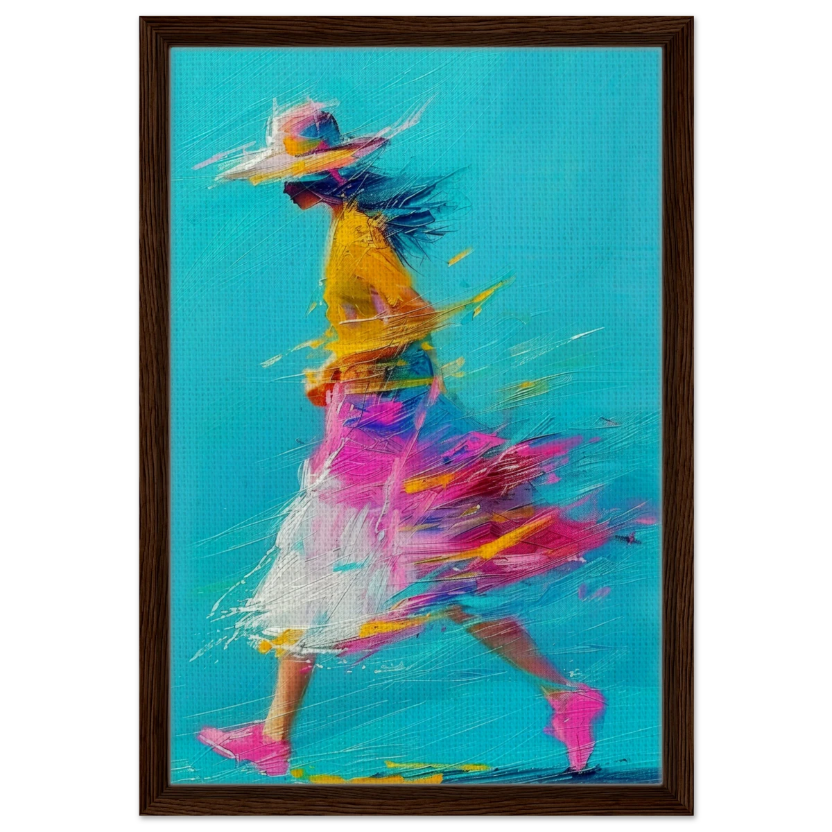 The Flow of Freedom | Abstract Expressionism & Modern Impressionism - 40x60 cm / 16x24″ - Framed Canvas - Dark wood frame