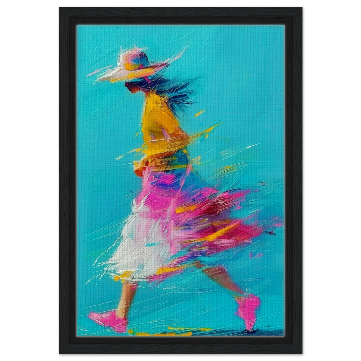 The Flow of Freedom | Abstract Expressionism & Modern Impressionism - 30x45 cm / 12x18″ - Framed Canvas - Black frame