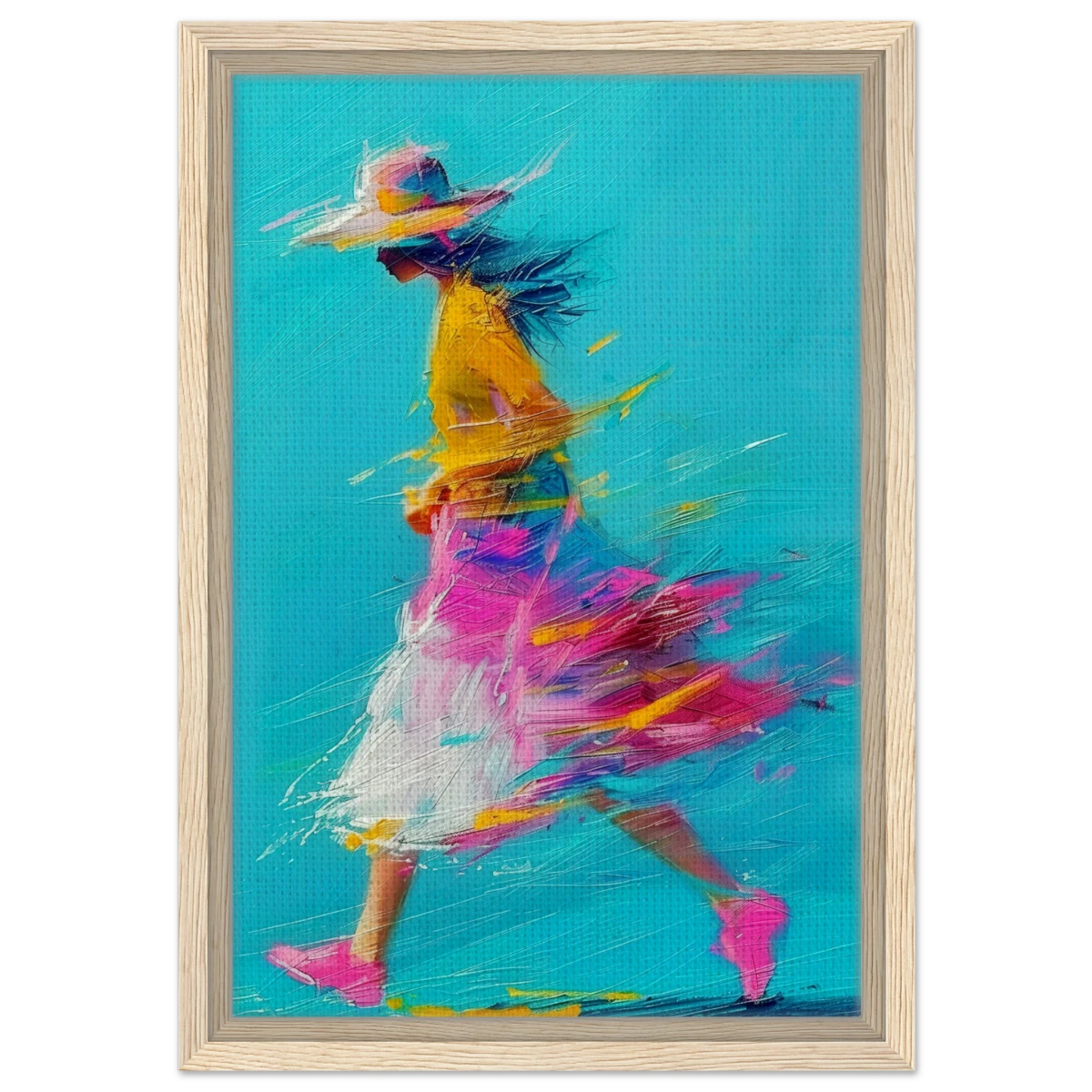 The Flow of Freedom | Abstract Expressionism & Modern Impressionism - 30x45 cm / 12x18″ - Framed Canvas - Wood frame