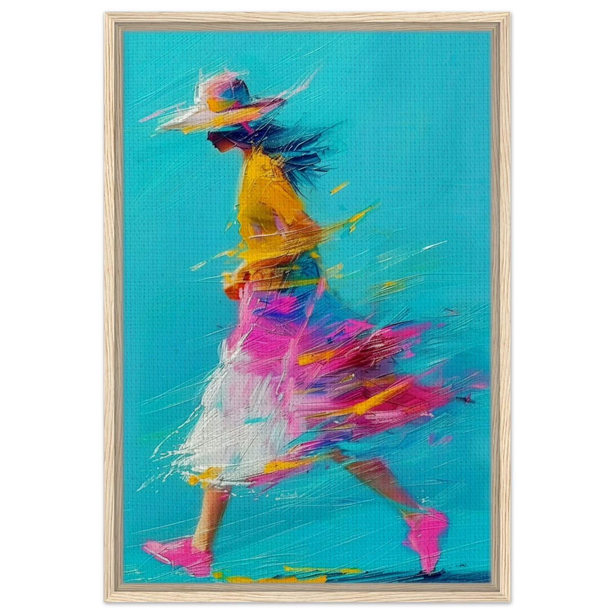 The Flow of Freedom | Abstract Expressionism & Modern Impressionism - 50x75 cm / 20x30″ - Framed Canvas - Wood frame