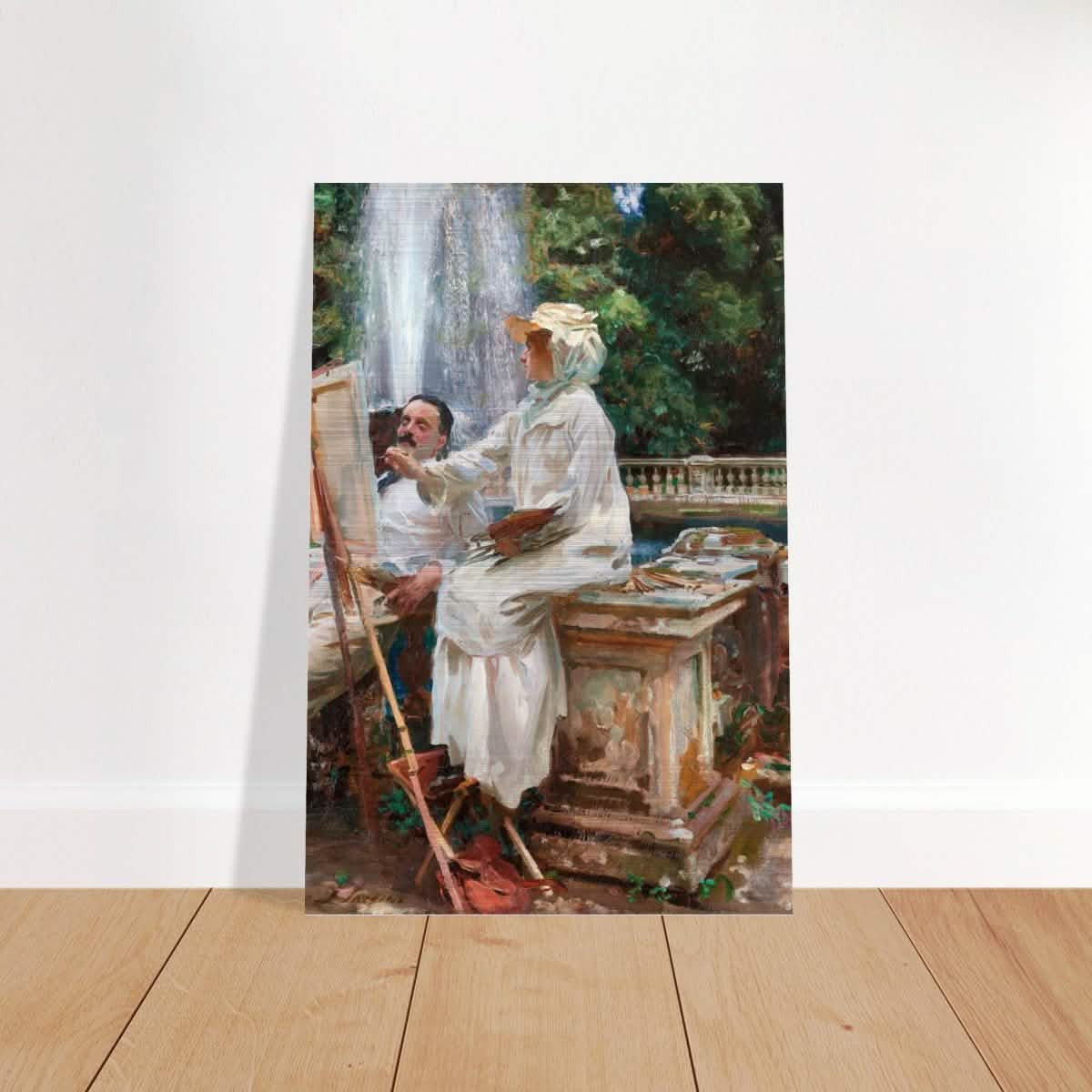 The Fountain, Villa Torlonia, Frascati by John Singer Sargent - Brushed Aluminum Print - 50x75 cm / 20x30″ -