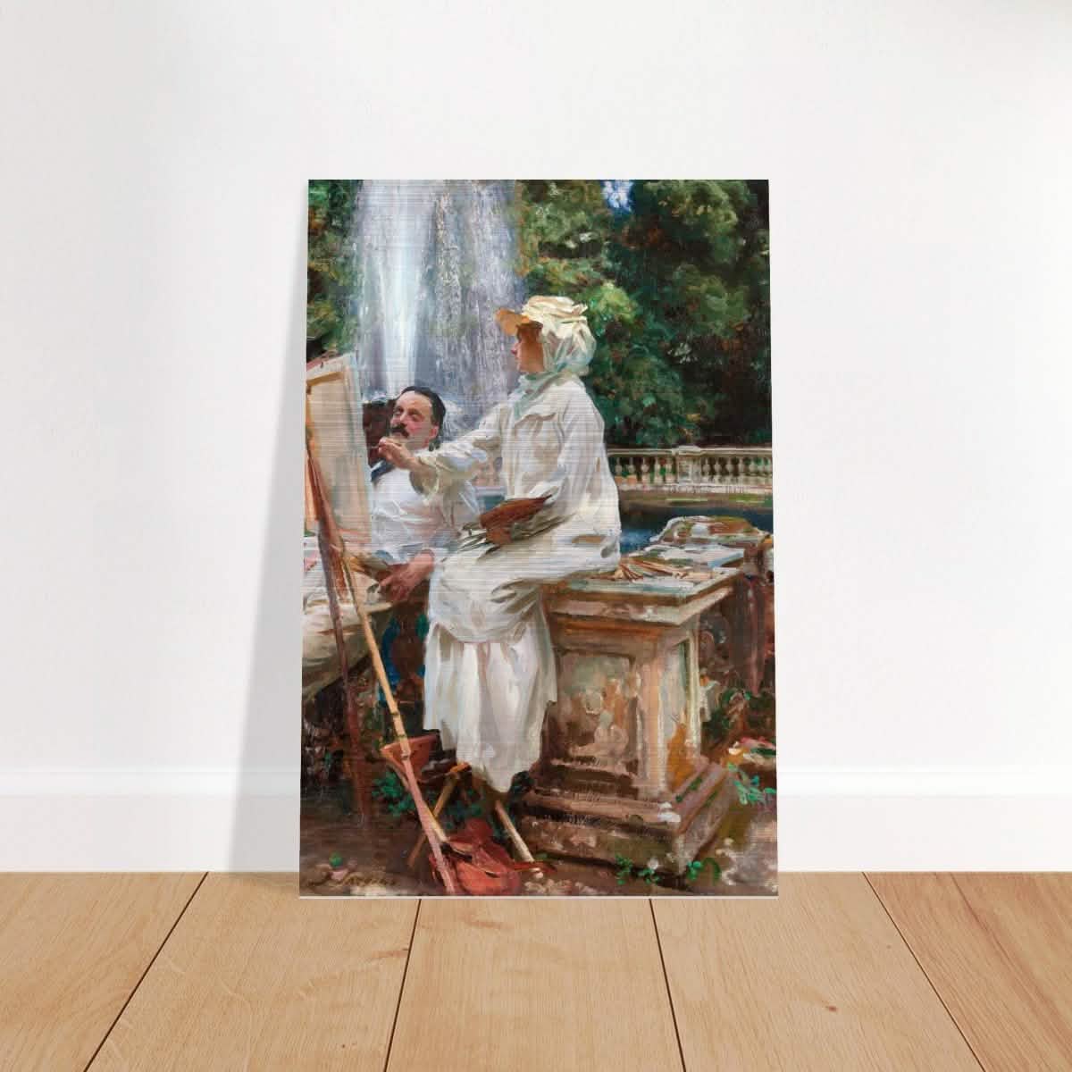 The Fountain, Villa Torlonia, Frascati by John Singer Sargent - Brushed Aluminum Print - 40x60 cm / 16x24″ -