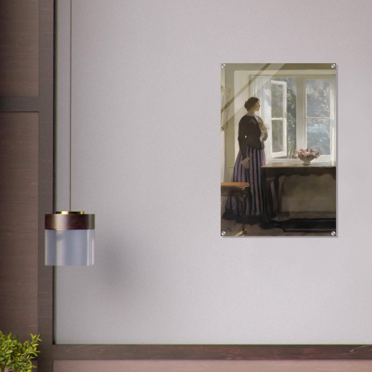 The Girl and the Picture, A Flower by Harold Knight Vintage Wall Art - Acrylic Print - 60x90 cm / 24x36″ -