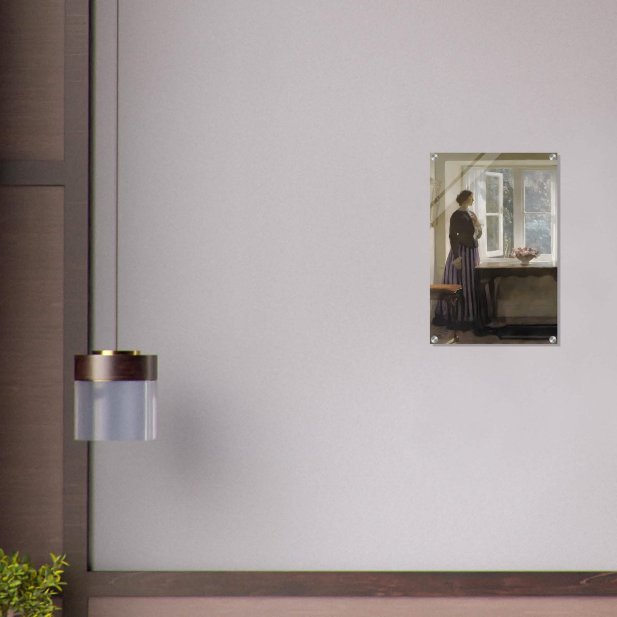 The Girl and the Picture, A Flower by Harold Knight Vintage Wall Art - Acrylic Print - 40x60 cm / 16x24″ -