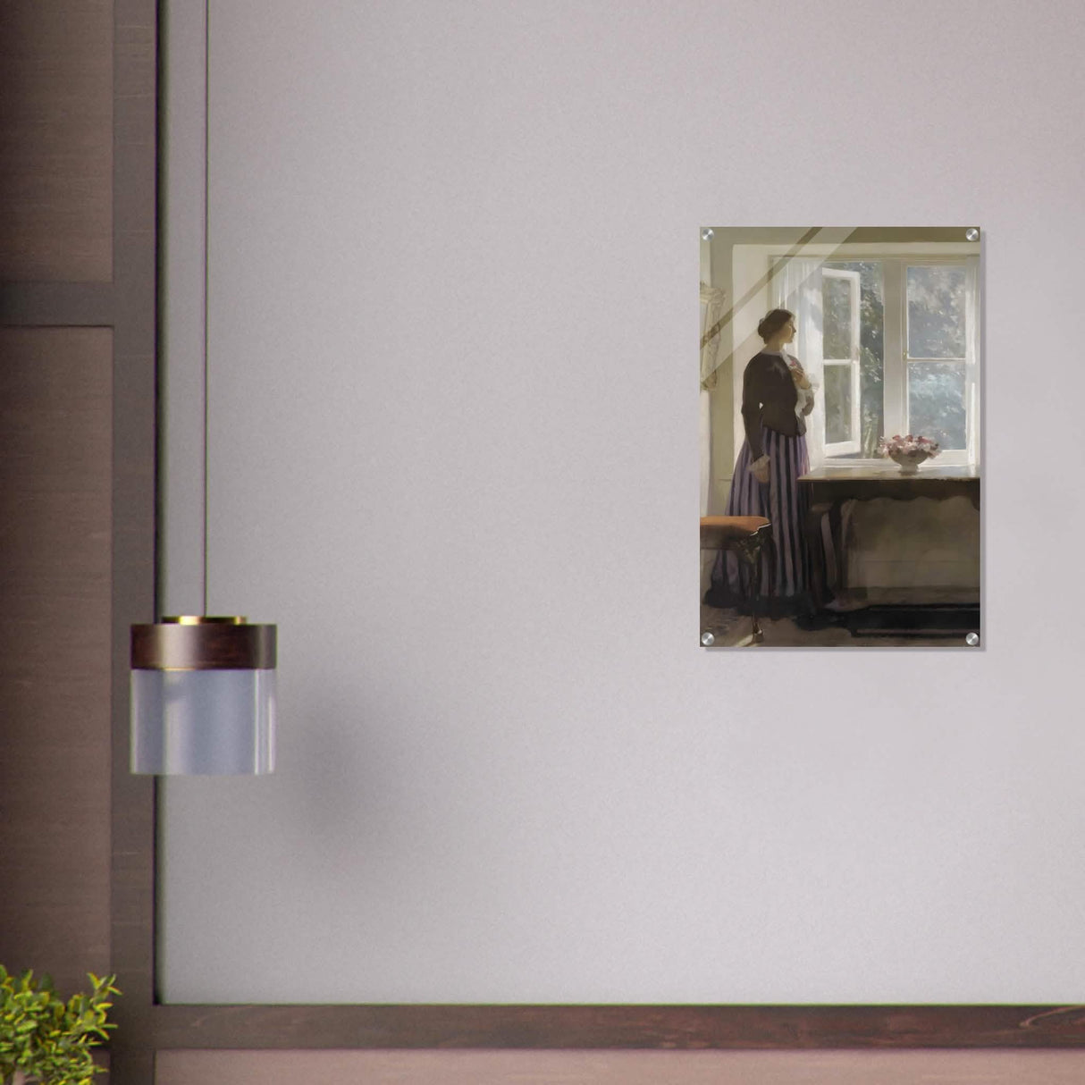 The Girl and the Picture, A Flower by Harold Knight Vintage Wall Art - Acrylic Print - 50x75 cm / 20x30″ -