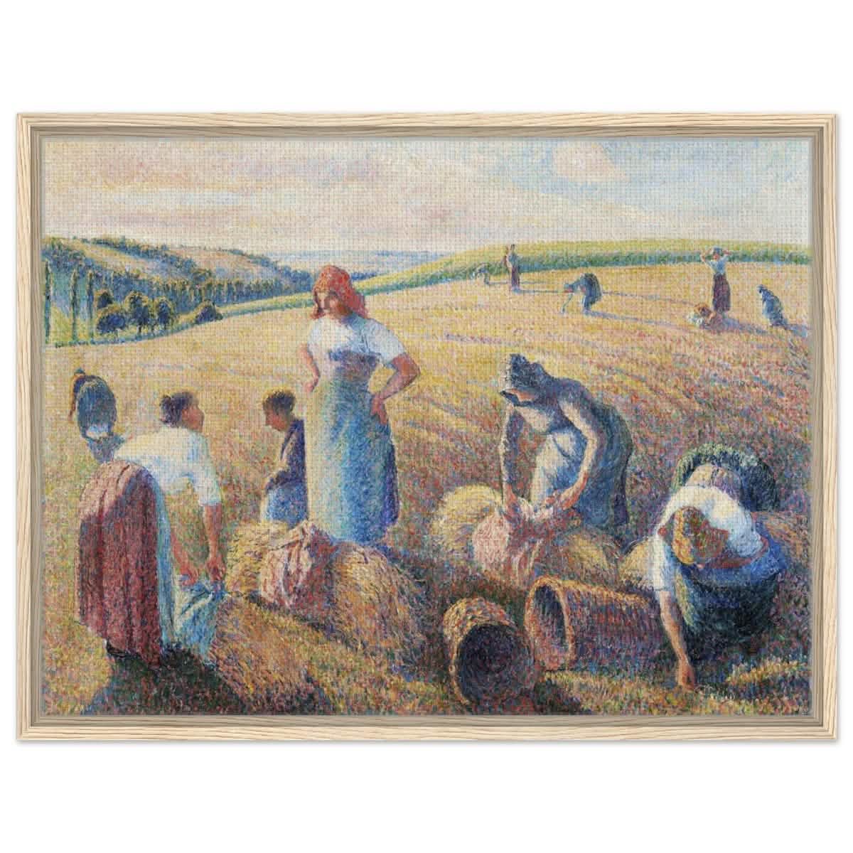 The Gleaners, 1889 by Camille Pissarro | Vintage wall art print - Framed Canvas - 60x80 cm / 24x32″ - Wood frame