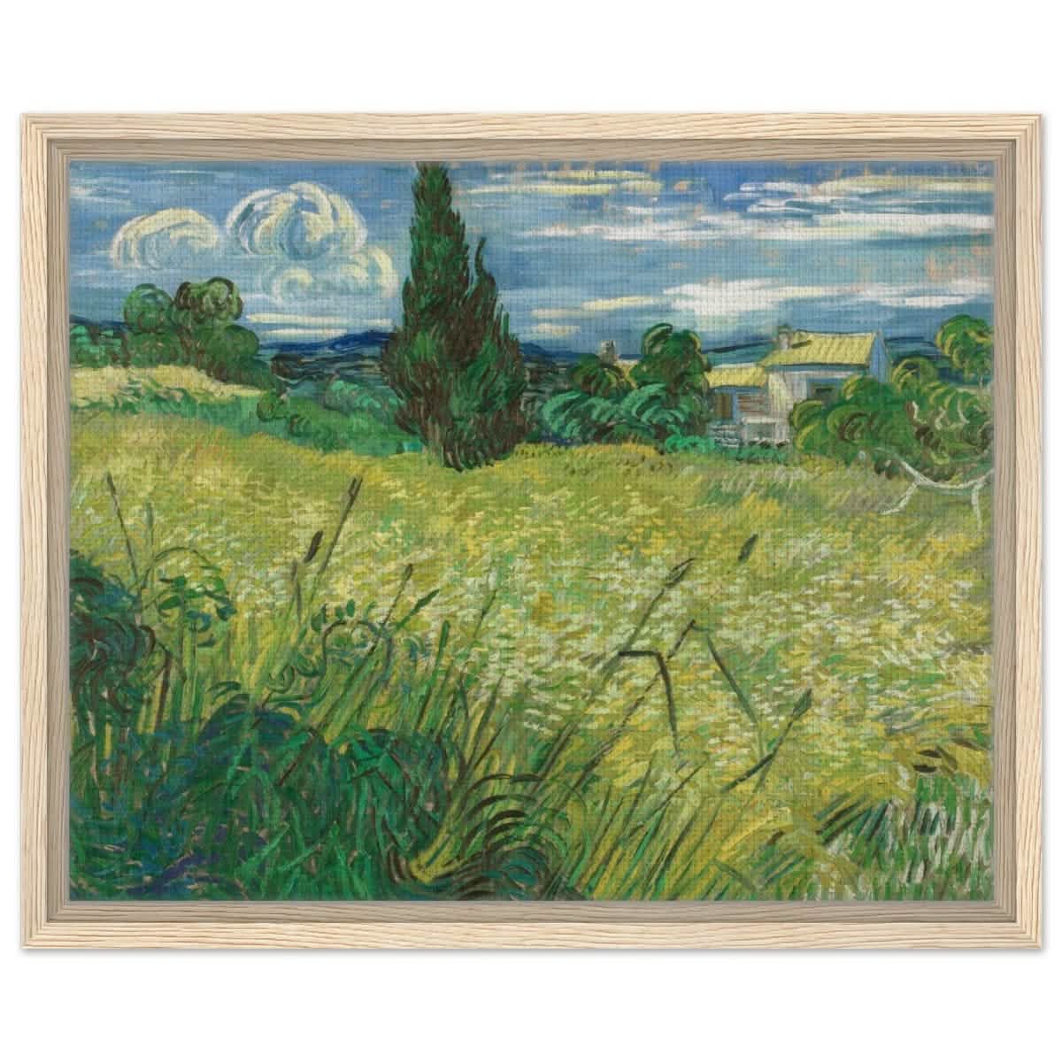 The Green Field by Vincent van Gogh | Vintage wall art print - Framed Canvas - 40x50 cm / 16x20″ - Wood frame