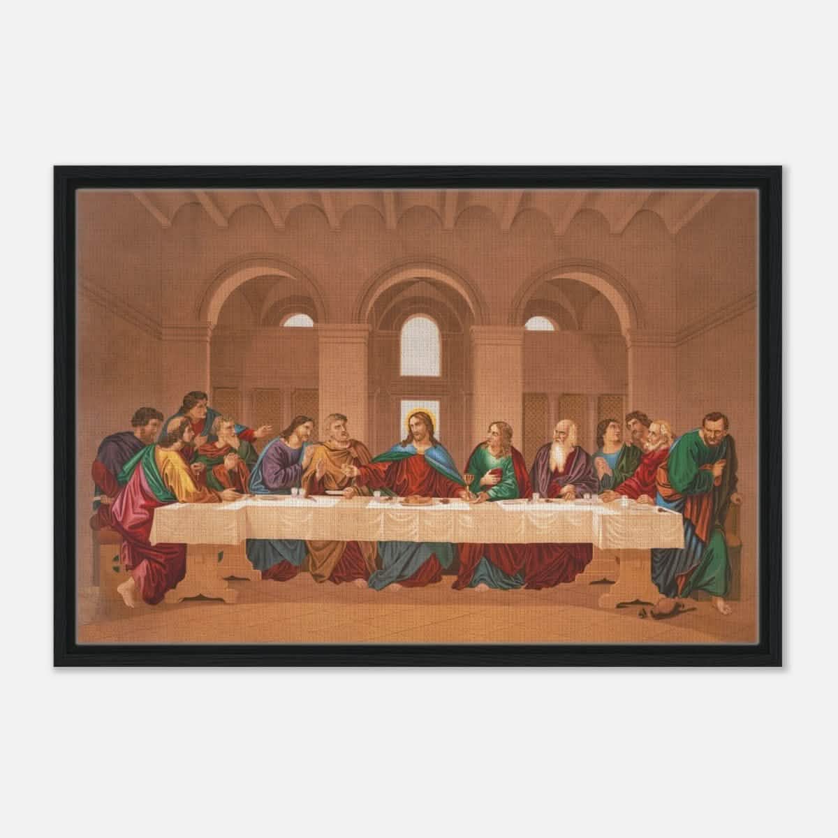 The Last Supper by Leonardo da Vinci | Da Vinci Vintage Wall art Print - Framed Canvas - 50x75 cm / 20x30″ - Black frame