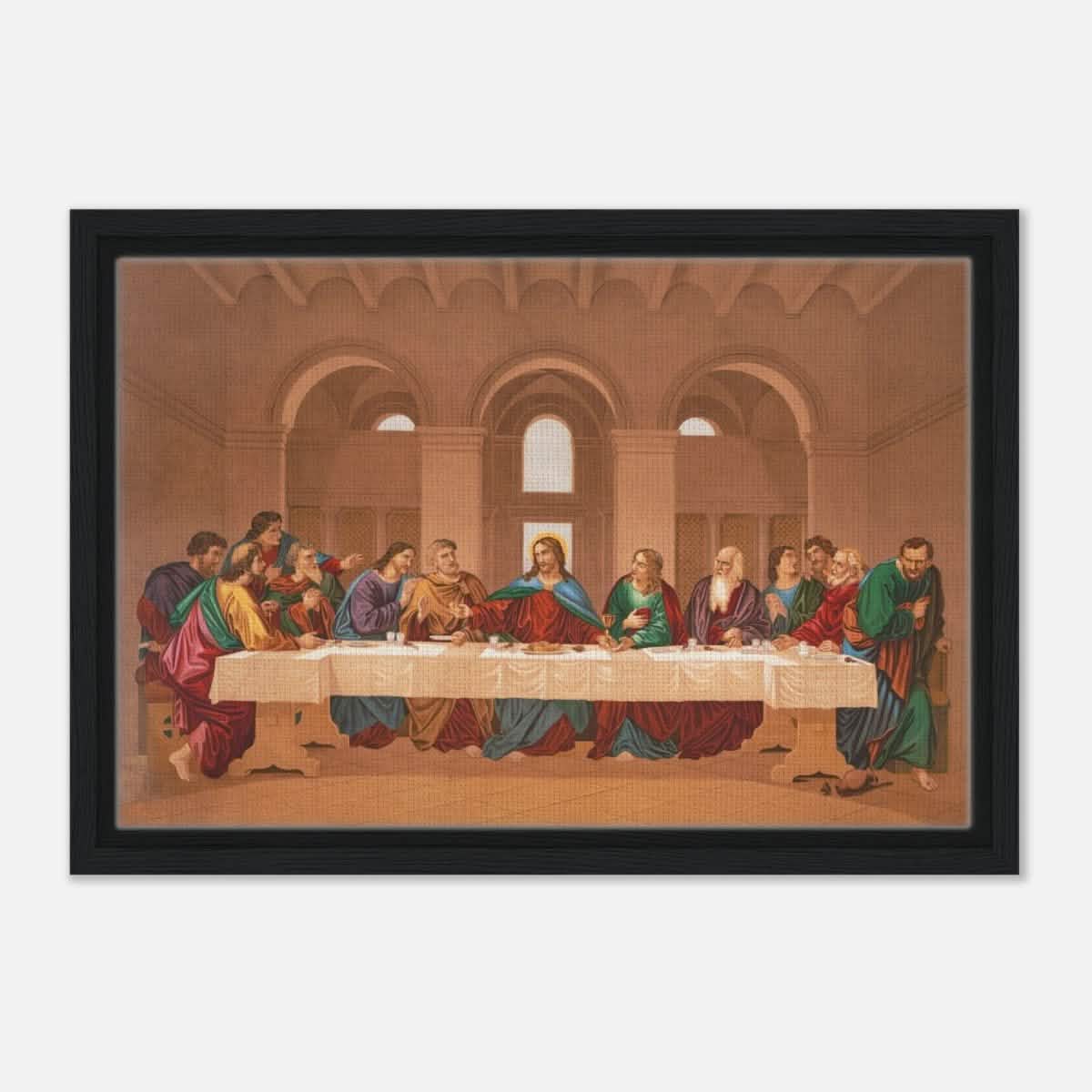 The Last Supper by Leonardo da Vinci | Da Vinci Vintage Wall art Print - Framed Canvas - 30x45 cm / 12x18″ - Black frame