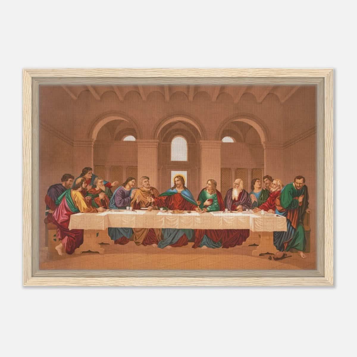 The Last Supper by Leonardo da Vinci | Da Vinci Vintage Wall art Print - Framed Canvas - 30x45 cm / 12x18″ - Wood frame