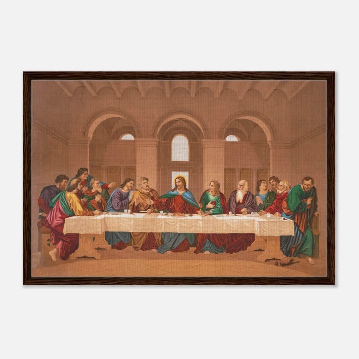 The Last Supper by Leonardo da Vinci | Da Vinci Vintage Wall art Print - Framed Canvas - 60x90 cm / 24x36″ - Dark wood frame