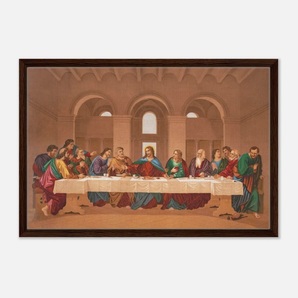 The Last Supper by Leonardo da Vinci | Da Vinci Vintage Wall art Print - Framed Canvas - 50x75 cm / 20x30″ - Dark wood frame