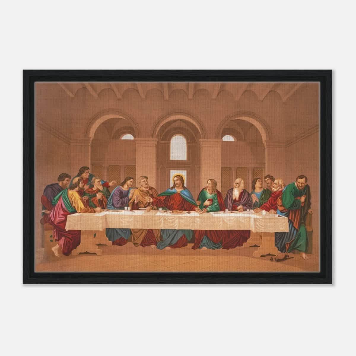 The Last Supper by Leonardo da Vinci | Da Vinci Vintage Wall art Print - Framed Canvas - 40x60 cm / 16x24″ - Black frame