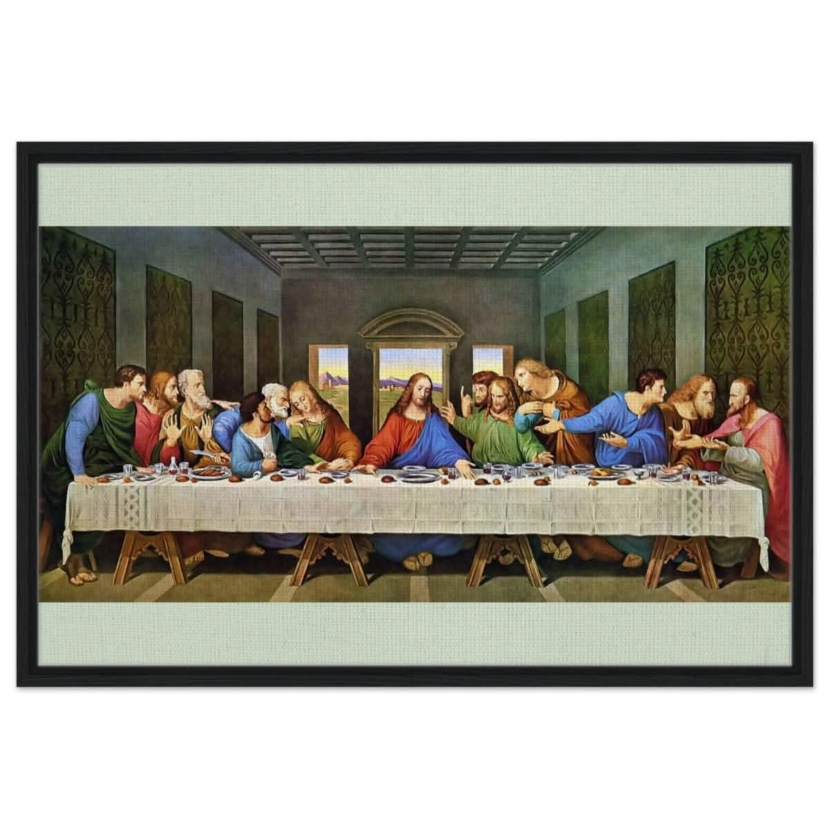 The Last Supper by Leonardo da Vinci (Restored) | Vintage Art wall art print - Framed Canvas - 60x90 cm / 24x36″ - Black frame