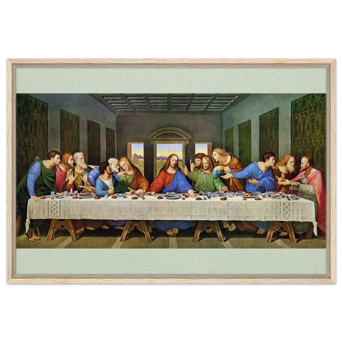 The Last Supper by Leonardo da Vinci (Restored) | Vintage Art wall art print - Framed Canvas - 60x90 cm / 24x36″ - Wood frame