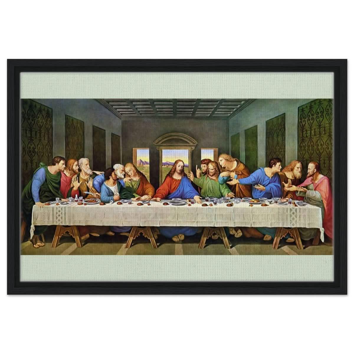 The Last Supper by Leonardo da Vinci (Restored) | Vintage Art wall art print - Framed Canvas - 40x60 cm / 16x24″ - Black frame
