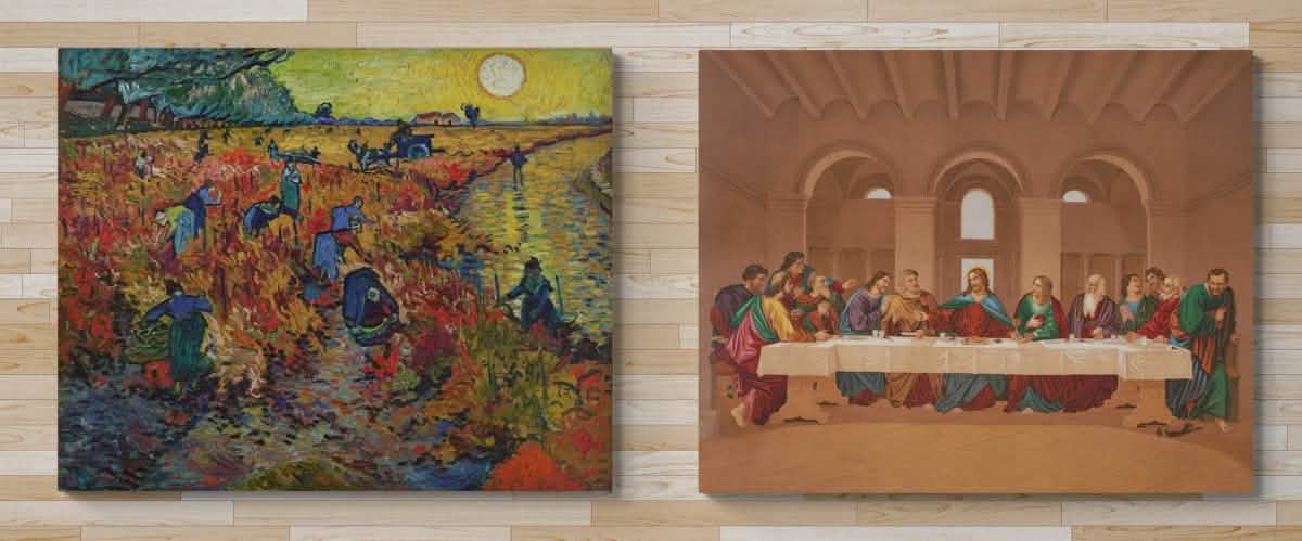 The Last Supper & The Red Vineyard Duo | Rustic Harmony Duo | Set of 2 wall art print - Canvas - 30X45 CM / 12X18″ -
