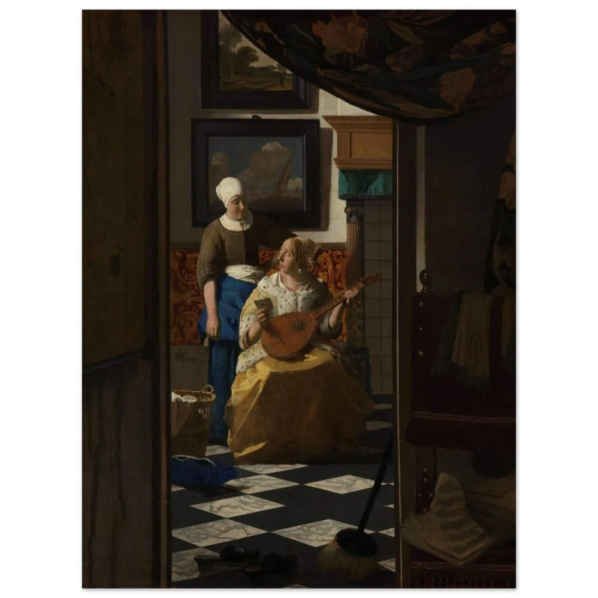 The Love Letter (ca. 1669 –1670) by Johannes Vermeer | vintage wall art print - Wood Prints - 30x40 cm / 12x16″ -