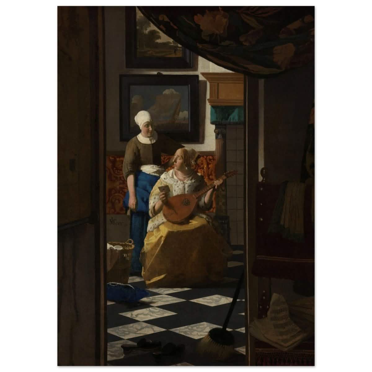 The Love Letter (ca. 1669 –1670) by Johannes Vermeer | vintage wall art print - Wood Prints - 50x70 cm / 20x28″ -