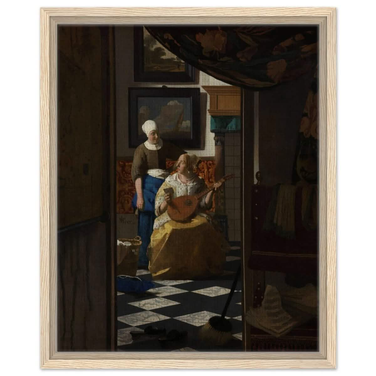 The Love Letter (ca. 1669 –1670) by Johannes Vermeer | vintage wall art print - Framed Canvas - 40x50 cm / 16x20″ - Wood frame