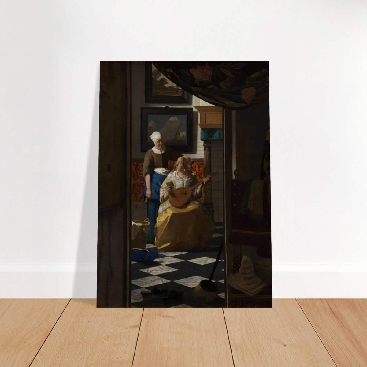 The Love Letter (ca. 1669 –1670) by Johannes Vermeer | vintage wall art print - Brushed Aluminum Print - 50x70 cm / 20x28″ -