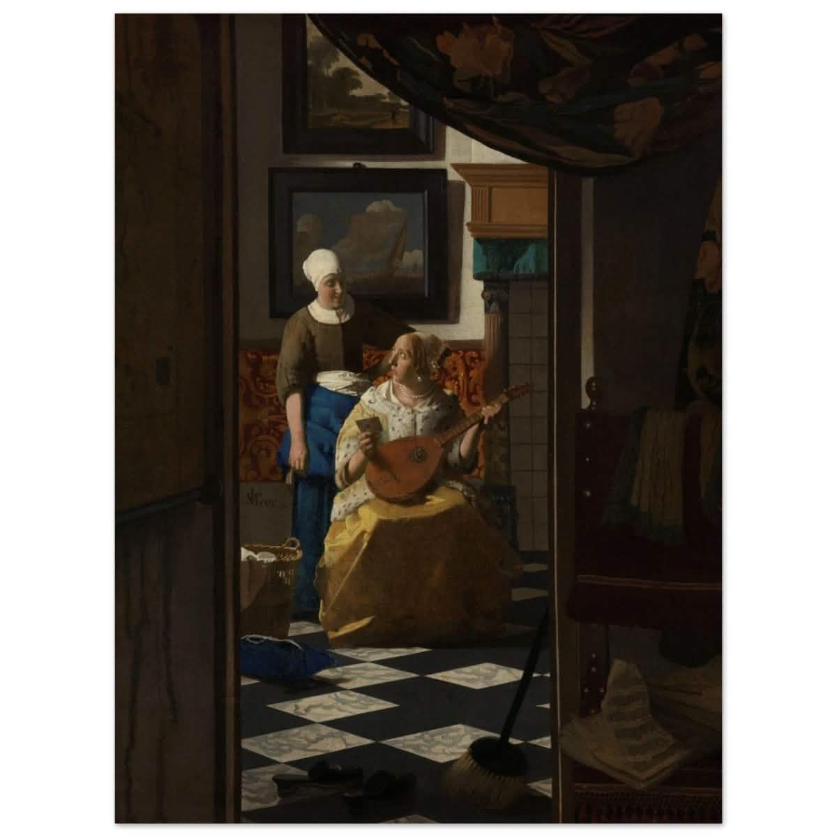 The Love Letter (ca. 1669 –1670) by Johannes Vermeer | vintage wall art print - Wood Prints - 60x80 cm / 24x32″ -