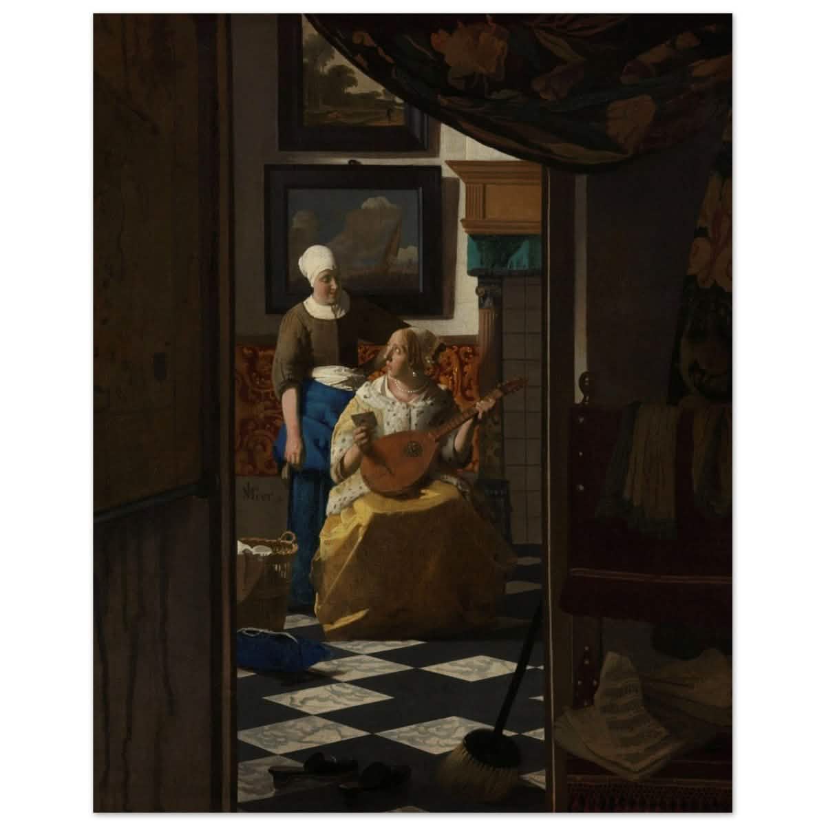 The Love Letter (ca. 1669 –1670) by Johannes Vermeer | vintage wall art print - Wood Prints - 40x50 cm / 16x20″ -