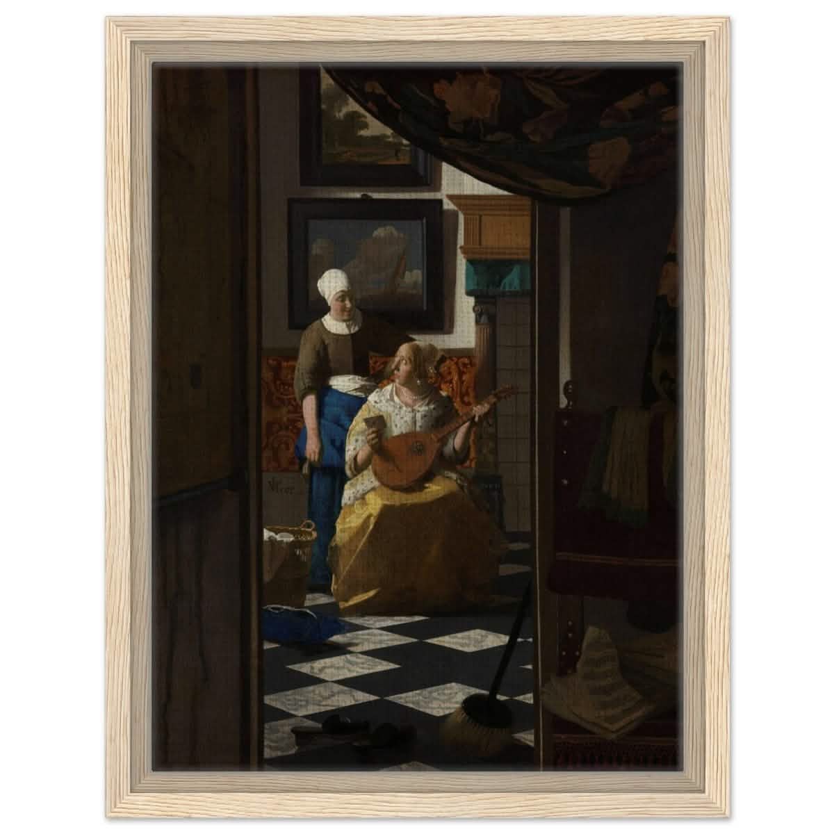 The Love Letter (ca. 1669 –1670) by Johannes Vermeer | vintage wall art print - Framed Canvas - 30x40 cm / 12x16″ - Wood frame