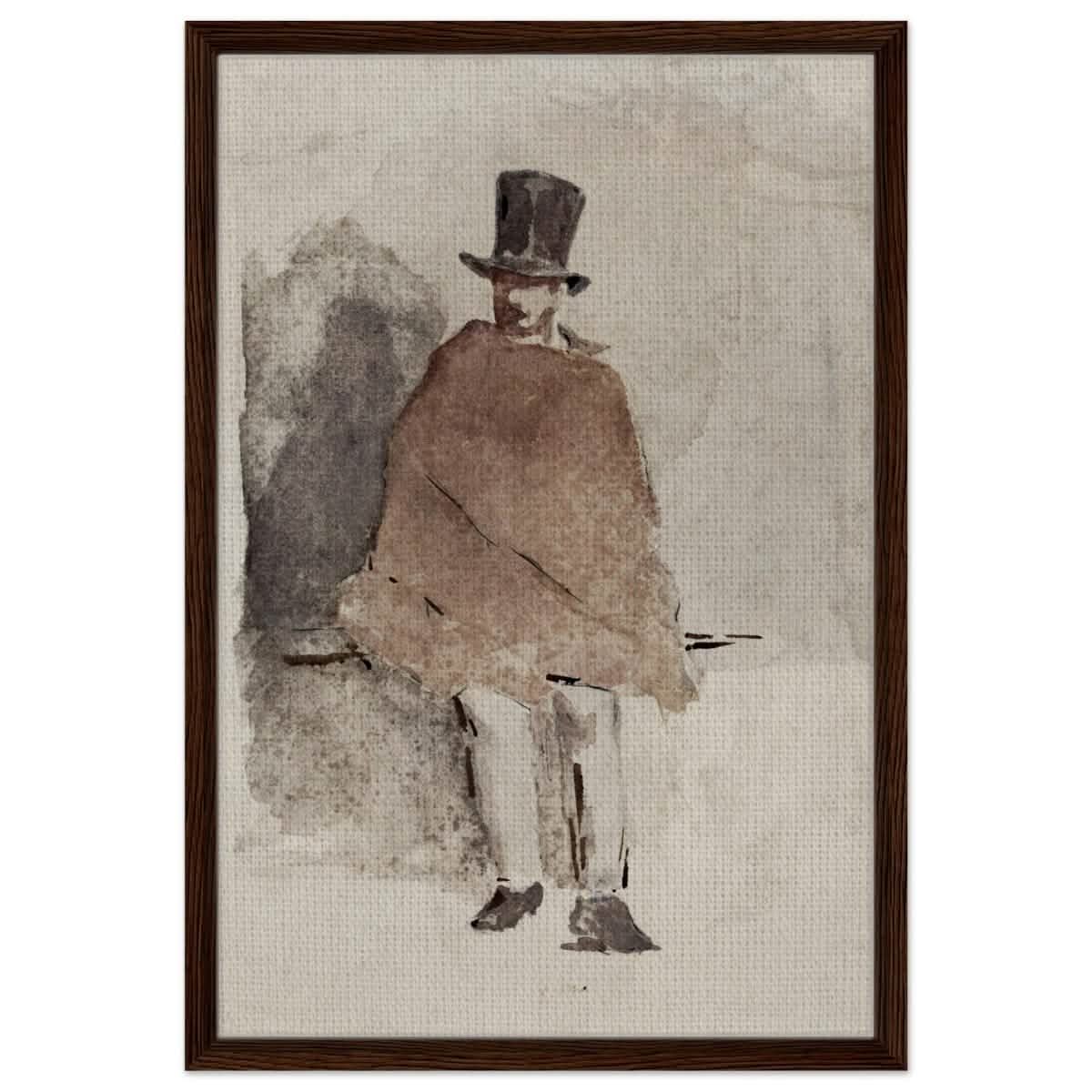 The Man in the Tall Hat (1858 - 1859) Edouard Manet | Wall art Print - 50x75 cm / 20x30″ - Framed Canvas - Dark wood frame