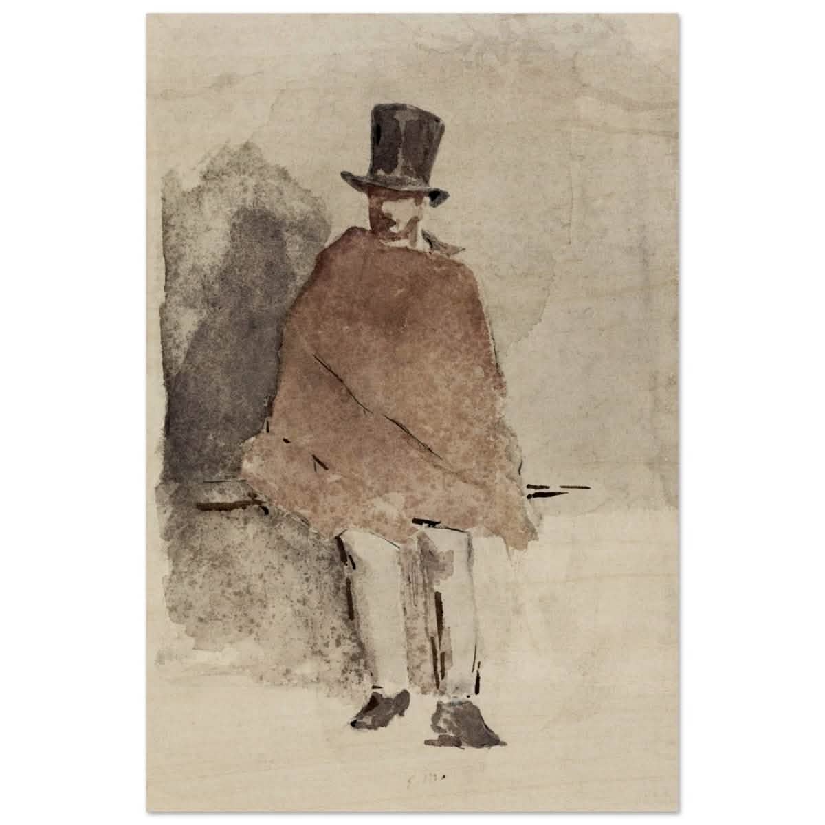 The Man in the Tall Hat (1858 - 1859) Edouard Manet | Wall art Print - 50x75 cm / 20x30″ - Wood Prints -