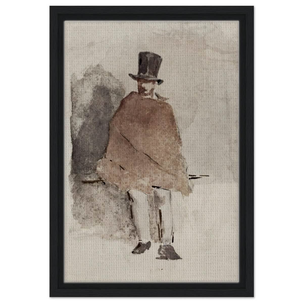 The Man in the Tall Hat (1858 - 1859) Edouard Manet | Wall art Print - 30x45 cm / 12x18″ - Framed Canvas - Black frame