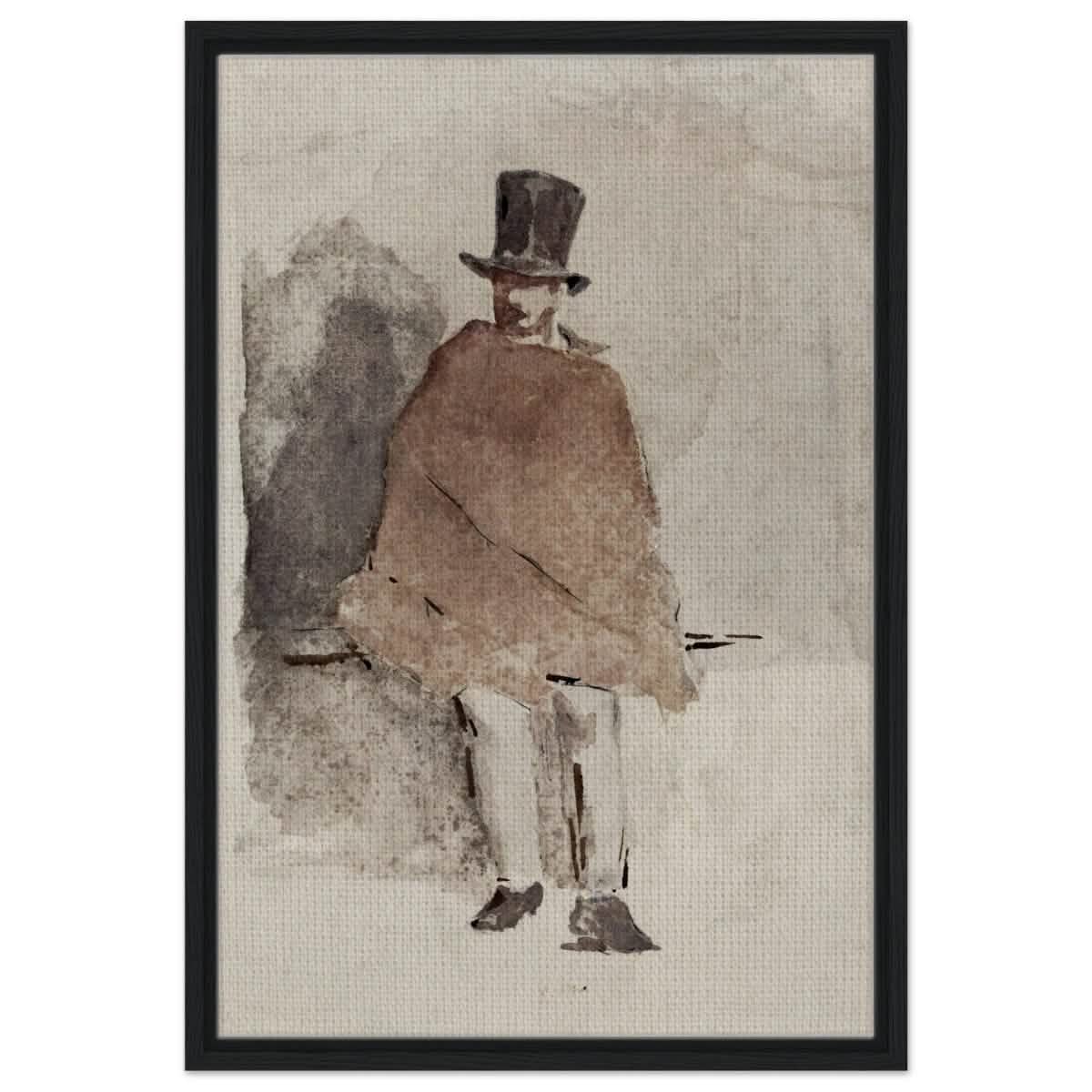 The Man in the Tall Hat (1858 - 1859) Edouard Manet | Wall art Print - 50x75 cm / 20x30″ - Framed Canvas - Black frame