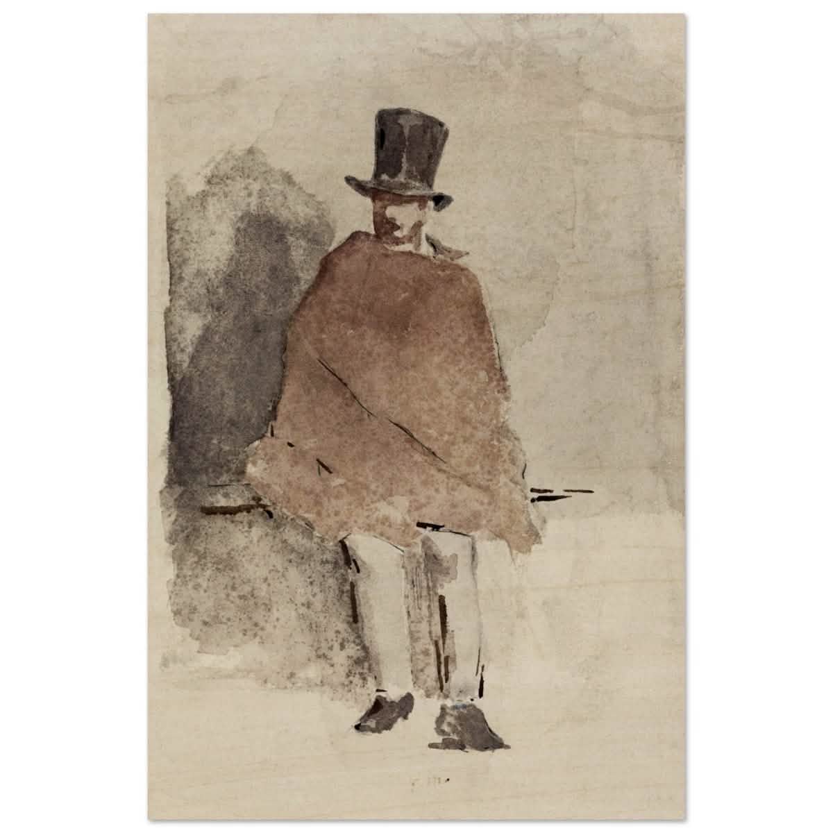 The Man in the Tall Hat (1858 - 1859) Edouard Manet | Wall art Print - 60x90 cm / 24x36″ - Wood Prints -