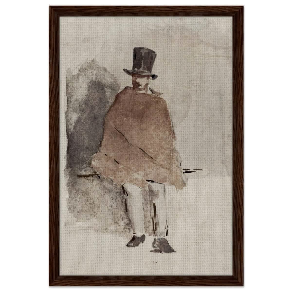 The Man in the Tall Hat (1858 - 1859) Edouard Manet | Wall art Print - 40x60 cm / 16x24″ - Framed Canvas - Dark wood frame