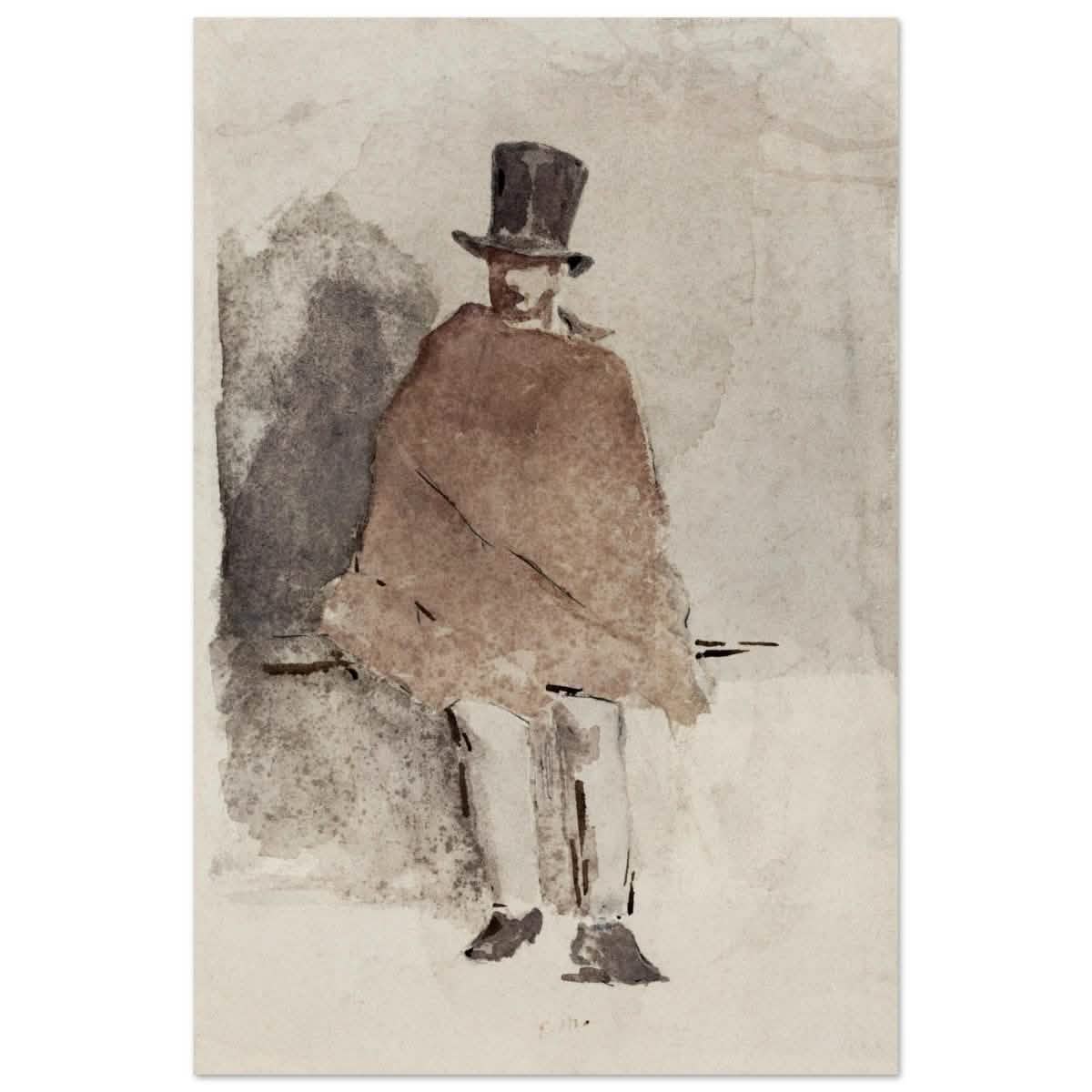 The Man in the Tall Hat (1858 - 1859) Edouard Manet | Wall art Print - 40x60 cm / 16x24″ - Aluminum Print -