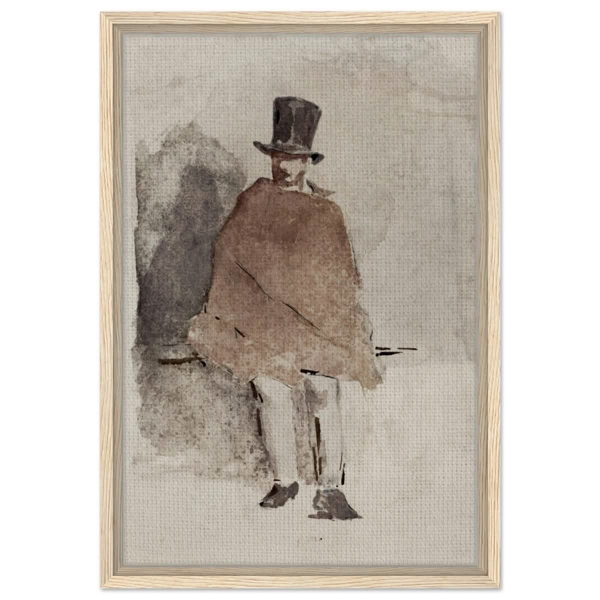 The Man in the Tall Hat (1858 - 1859) Edouard Manet | Wall art Print - 40x60 cm / 16x24″ - Framed Canvas - Wood frame
