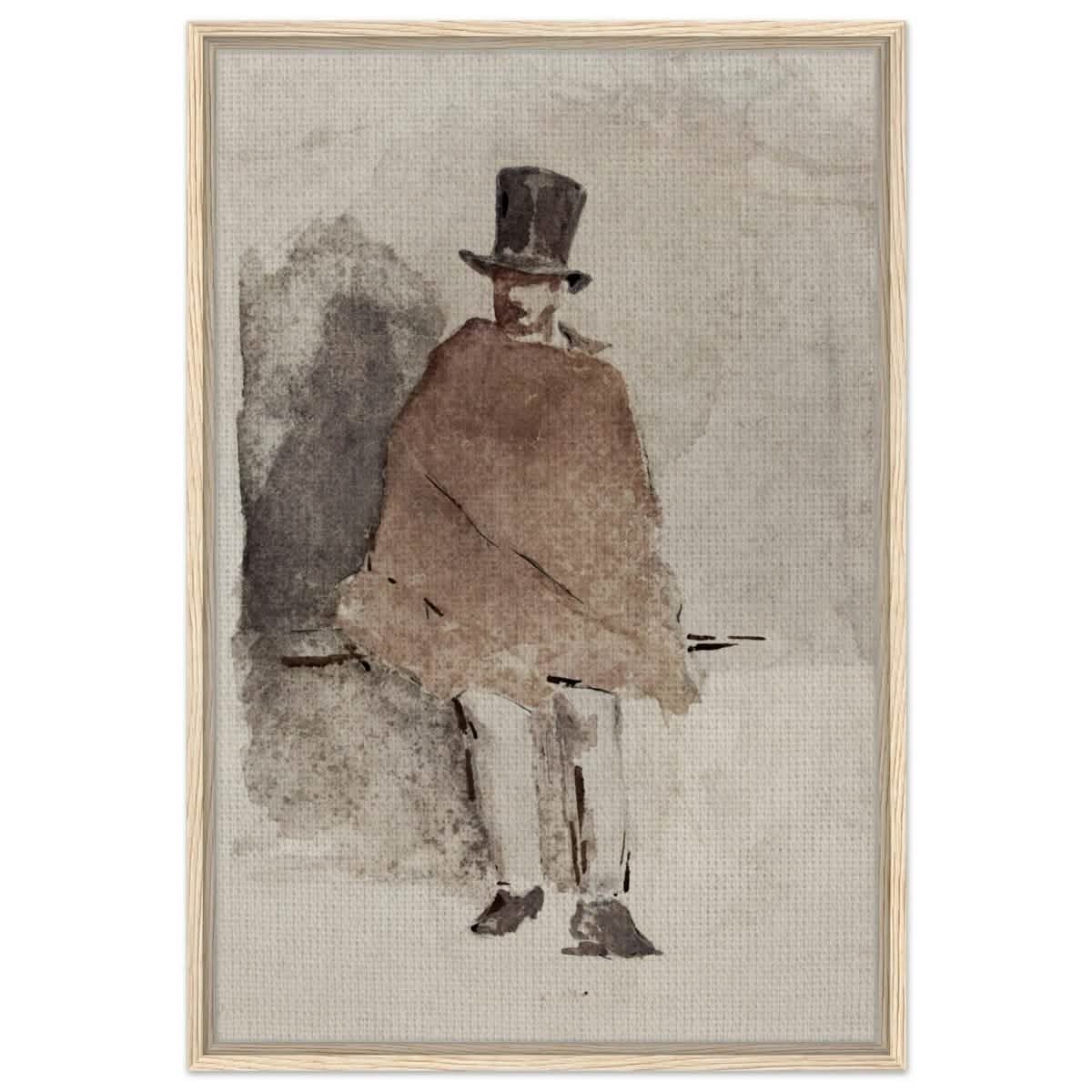 The Man in the Tall Hat (1858 - 1859) Edouard Manet | Wall art Print - 60x90 cm / 24x36″ - Framed Canvas - Wood frame