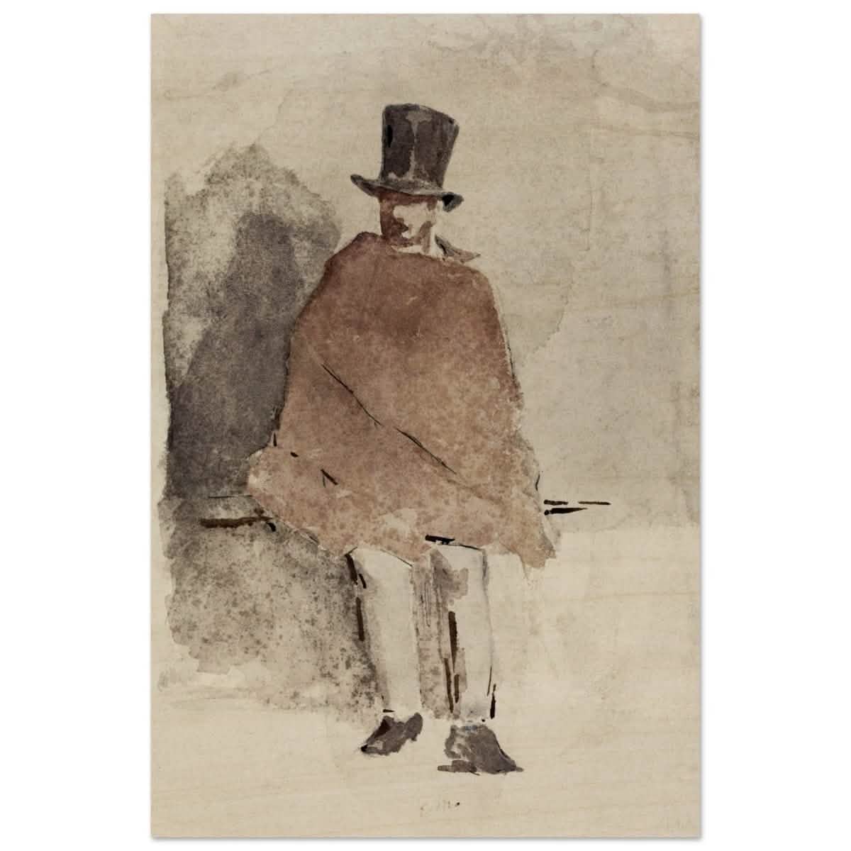The Man in the Tall Hat (1858 - 1859) Edouard Manet | Wall art Print - 30x45 cm / 12x18″ - Wood Prints -