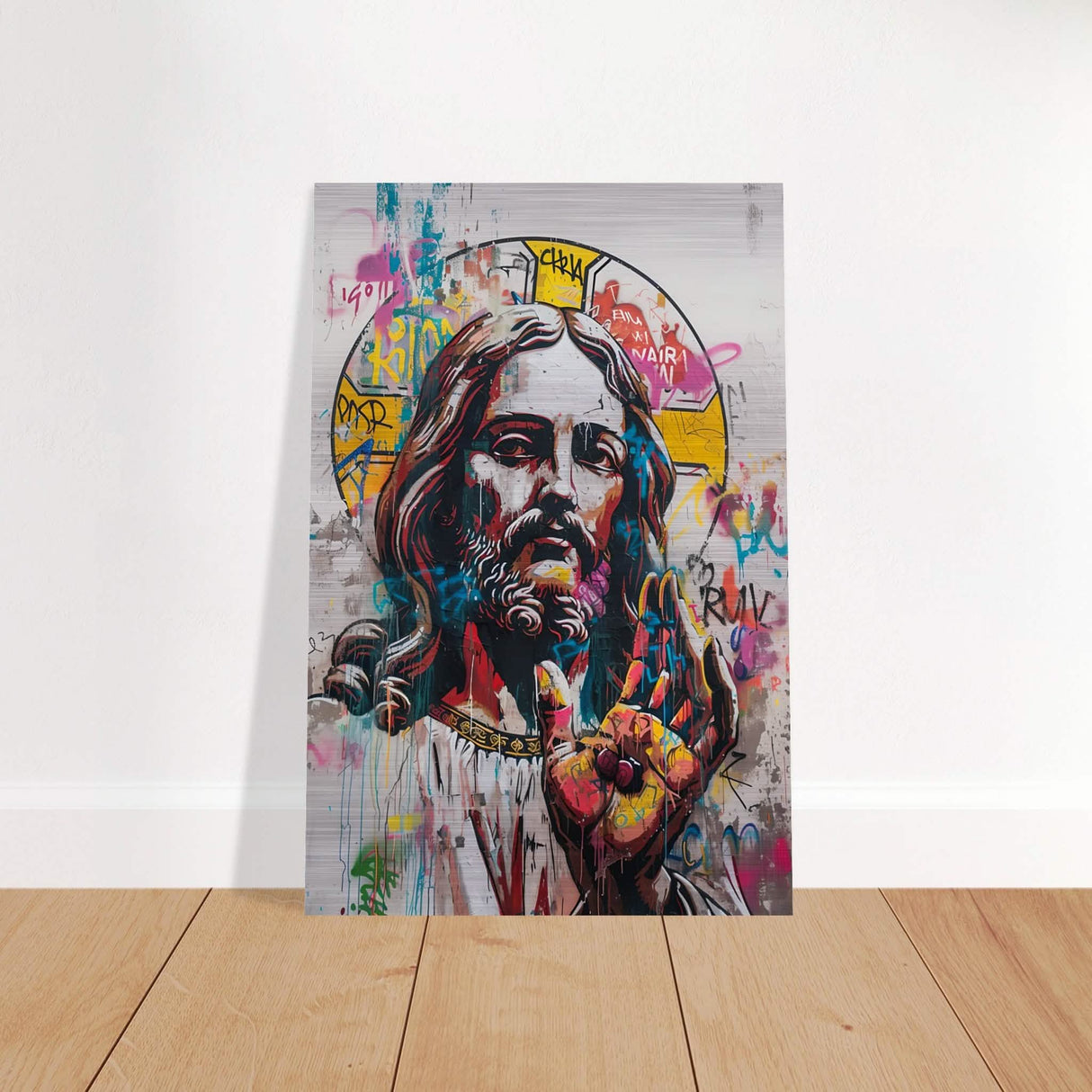 The Messiah Jesus Christian Art Da Vinci Modern Art - Brushed Aluminum Print - 40x60 cm / 16x24″ -