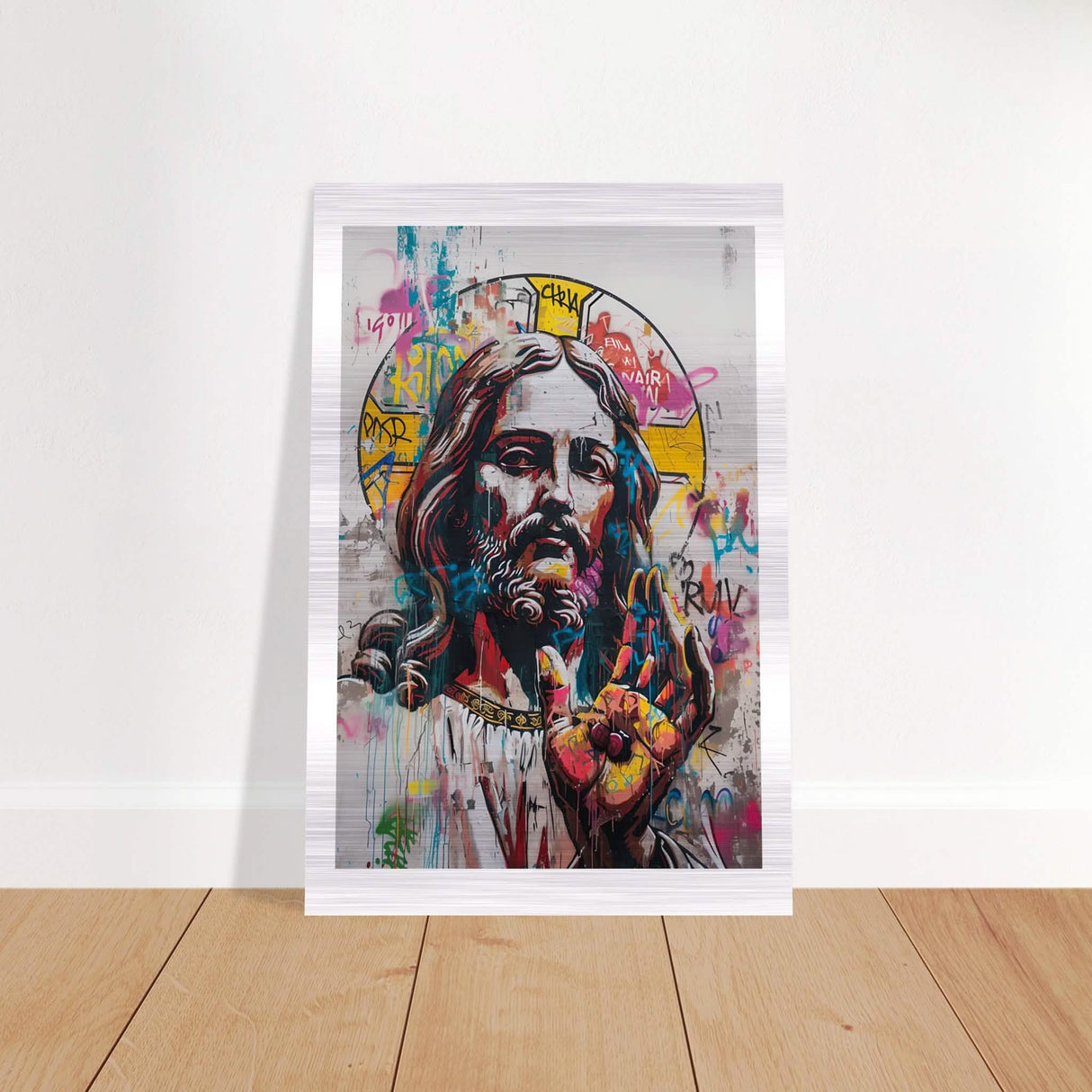 The Messiah Jesus Christian Art Da Vinci Modern Art - Brushed Aluminum Print - 60x90 cm / 24x36″ -
