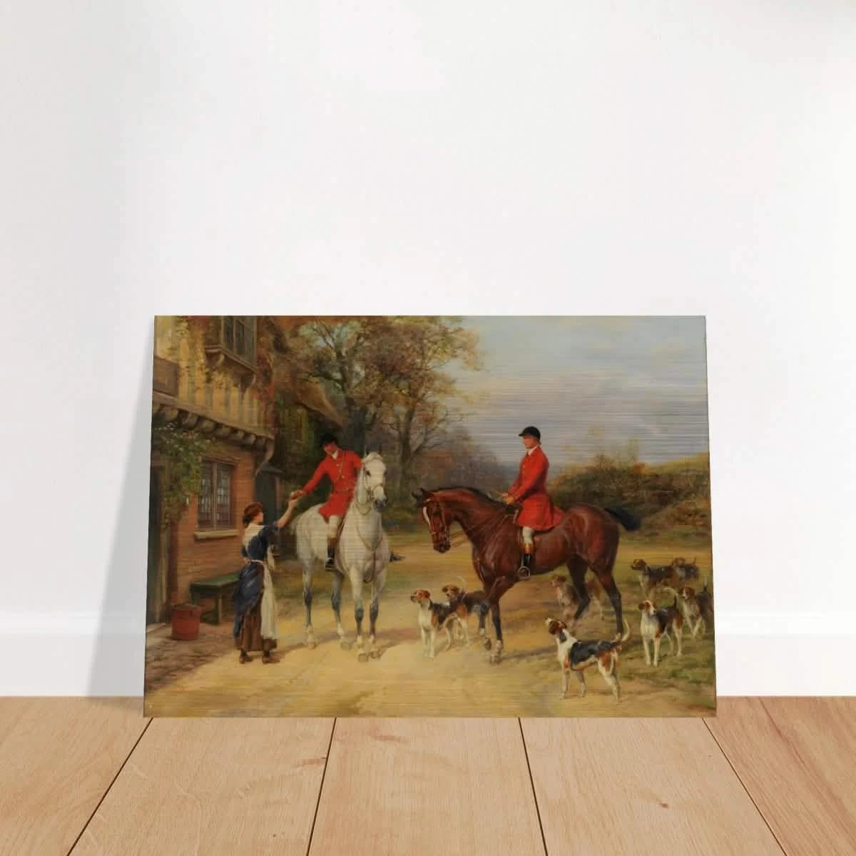 The Morning Meet – Equestrian & Hunting Scene Wall Art Print - Brushed Aluminum Print - 70x100 cm / 28x40″ -