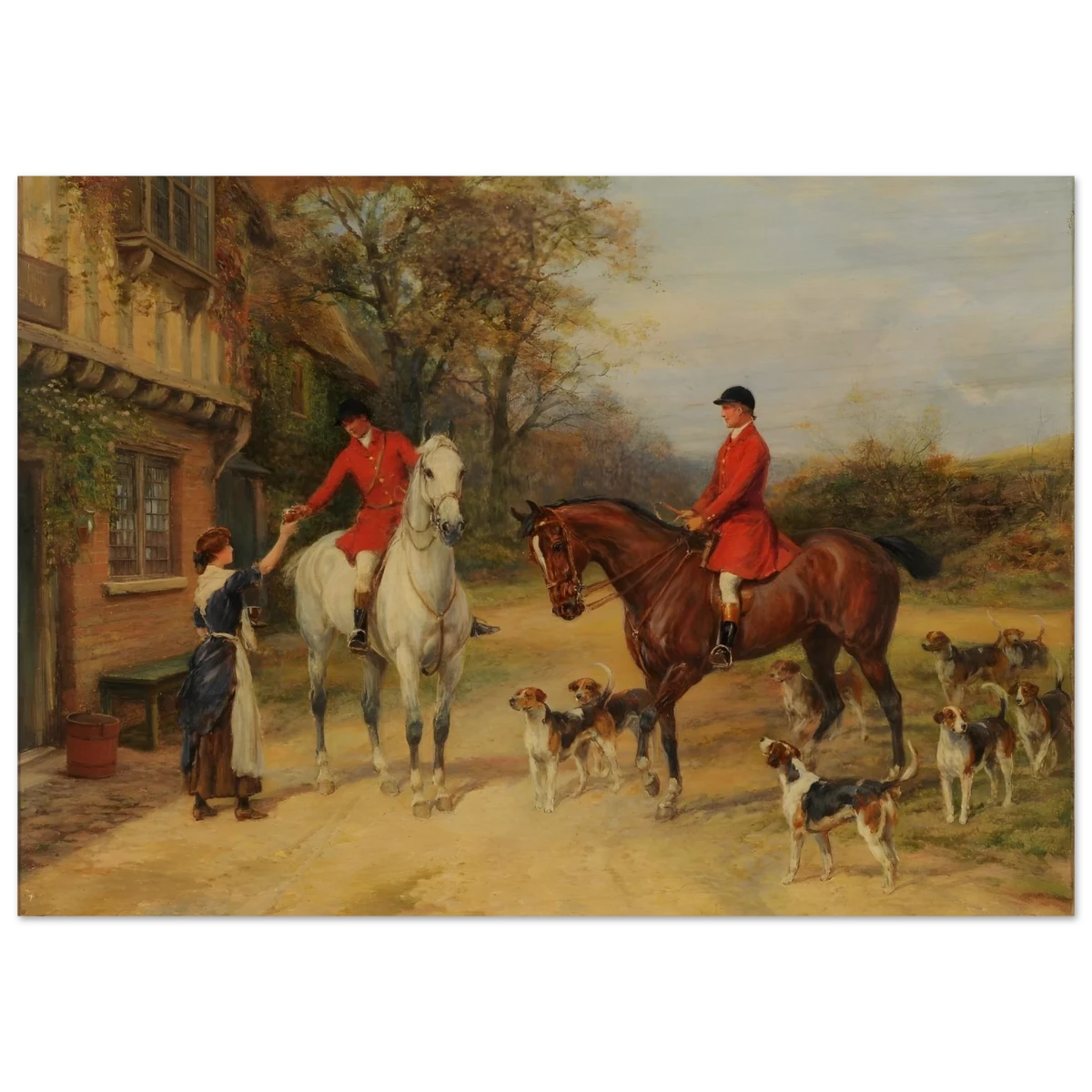 The Morning Meet – Equestrian & Hunting Scene Wall Art Print - Wood Prints - 70x100 cm / 28x40″ -
