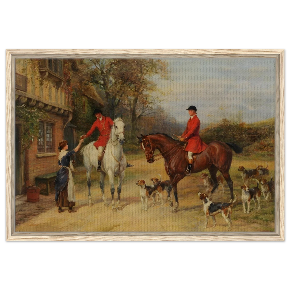 The Morning Meet – Equestrian & Hunting Scene Wall Art Print - Framed Canvas - 50x75 cm / 20x30″ - Wood frame