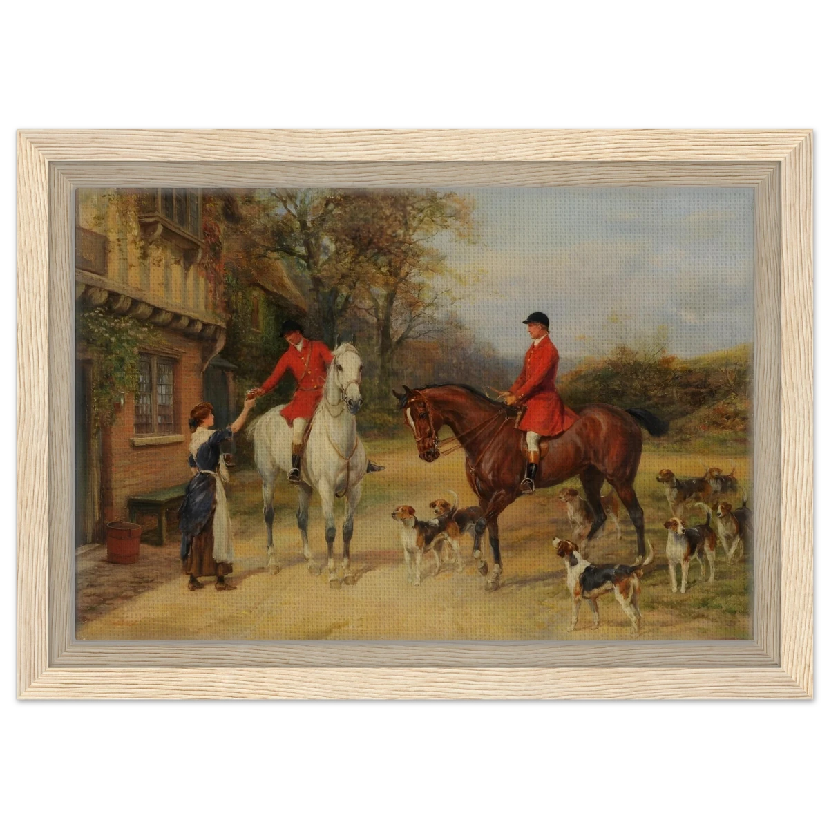 The Morning Meet – Equestrian & Hunting Scene Wall Art Print - Framed Canvas - 20x30 cm / 8x12″ - Wood frame