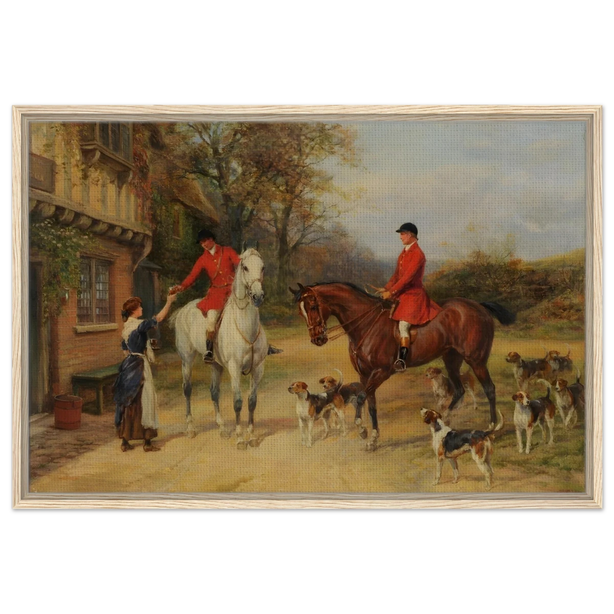 The Morning Meet – Equestrian & Hunting Scene Wall Art Print - Framed Canvas - 60x90 cm / 24x36″ - Wood frame