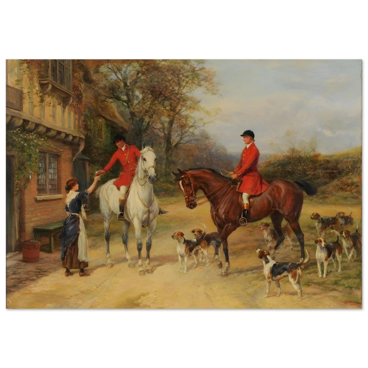 The Morning Meet – Equestrian & Hunting Scene Wall Art Print - Fine Art Poster - 70x100 cm / 28x40″ -