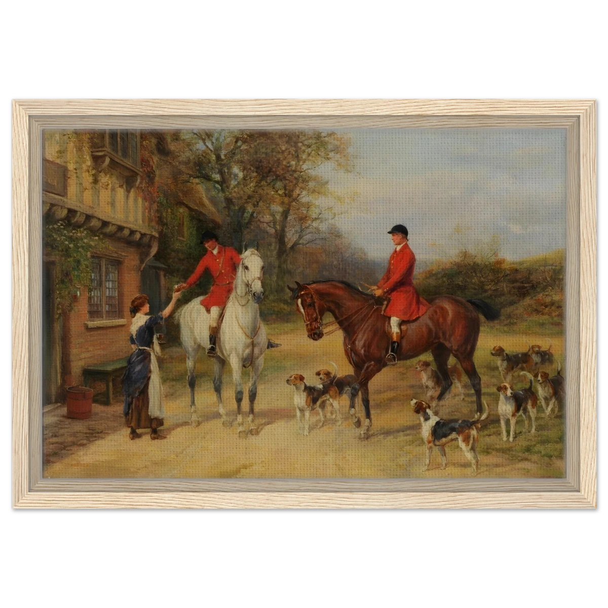 The Morning Meet – Equestrian & Hunting Scene Wall Art Print - Framed Canvas - 30x45 cm / 12x18″ - Wood frame