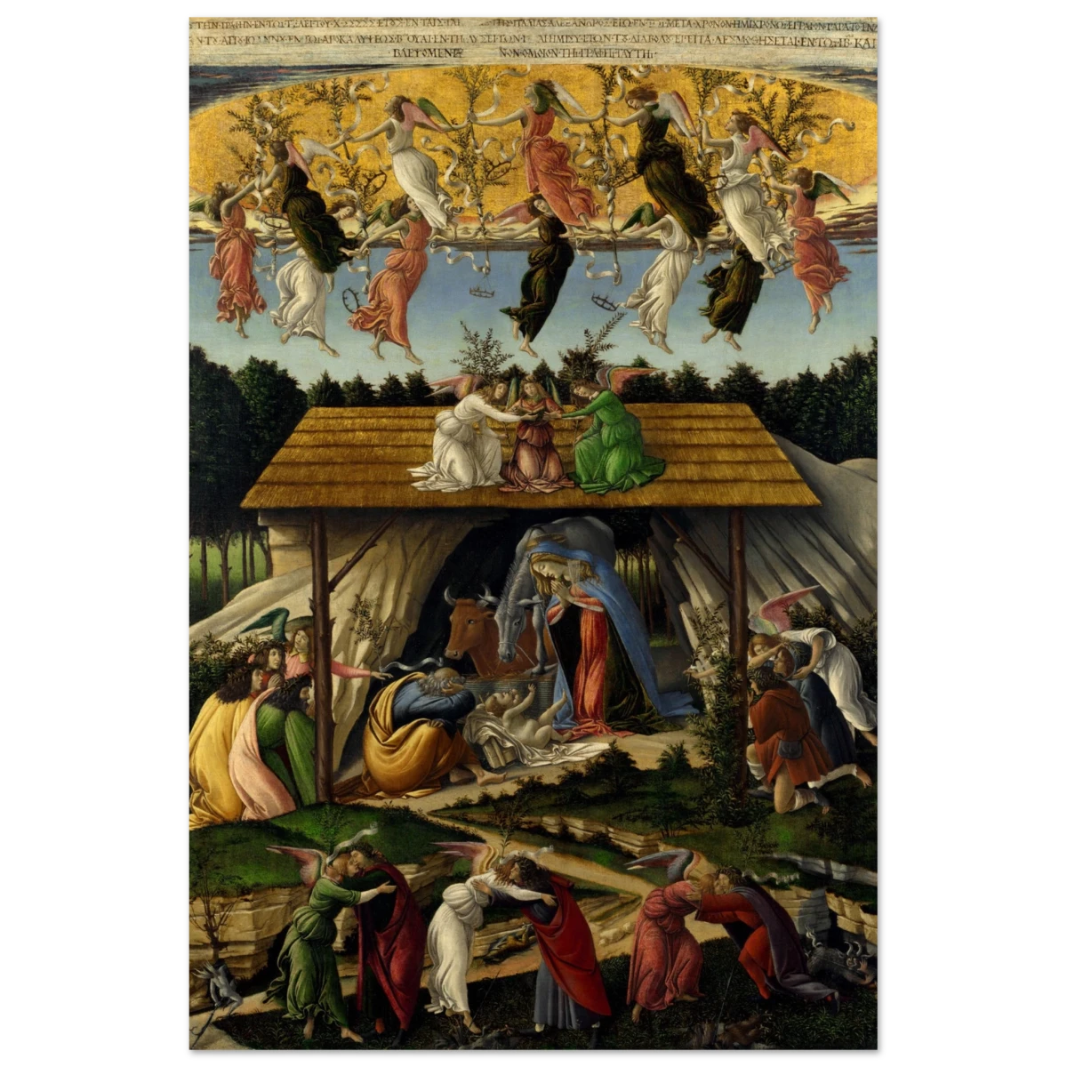 The Mystical Nativity by Sandro Botticelli | Vintage Wall art print - 60x90 cm / 24x36″ - Aluminum Print -